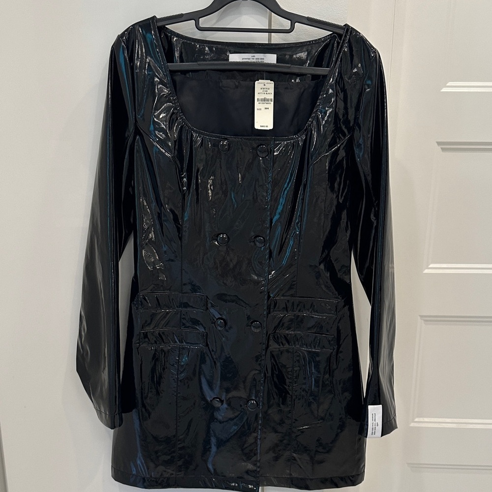Black Patent Double-Breasted Women's dress
